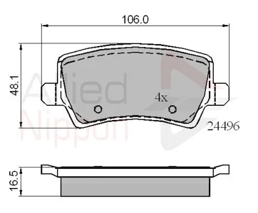 ALLIED NIPPON ADB01613 Колодки торм.задние Ford Galaxy Mondeo C-Max , Volvo S80 1.6-4.4DTDCi 06>