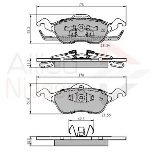 ALLIED NIPPON ADB0490 Колодки торм.передние Ford Focus 1.4 16V1.8 16V2.0 16V1.8TDi 98-04