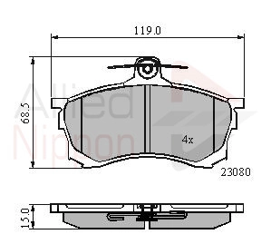 ALLIED NIPPON ADB3452 Колодки торм.передние Mitsubishi Carisma V 03.1993 - 01.1996 Carisma (DA) 0795 - 0606 Carisma с