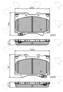 ALLIED NIPPON ADB3831 Колодки торм.передние Toyota LX (UZJ100) 09.01 - 03.08
