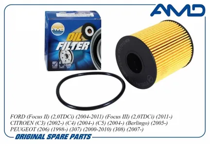 AMD AMDFL129 Фильтр масляный Ford Focus Mondeo Transit 2.0D-3.2D Peugeot 206-407 1.1-2.0