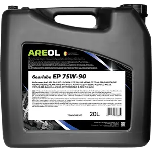 AREOL 75W90AR103 Масло трансмиссионное Gearlube EP 75W90 20л для гипоидных передач API GL-5, Mercedes 235.8