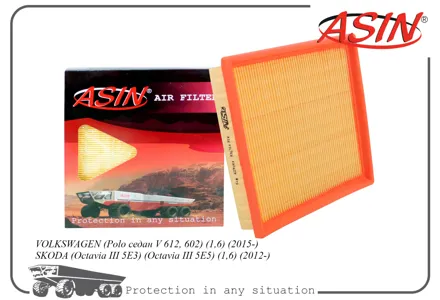 ASIN ASINFA2629 Воздушный фильтр Audi A1 (8X, 12-), A3 (8P, 16-), Skoda Fabia (14-), Octavia (13-), Rapid (15-), Vo
