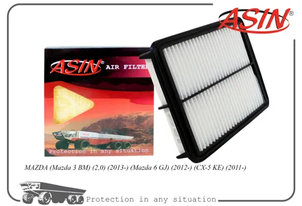 ASIN ASINFA2637 Воздушный фильтр Mazda 3 (BM, 2.0, 13-), 6 (GJ, 2.0-2.5, 13-), CX-5 (2.0, 12-)