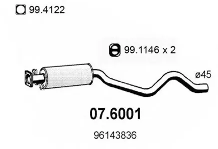 ASSO 076001 Резонатор Daewoo Espero