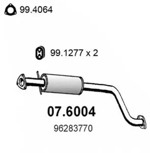 ASSO 076004 Резонатор Chevrolet Lanos 97- (короткий)