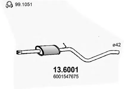 ASSO 136001 Резонатор Renault Logan 1.41.6