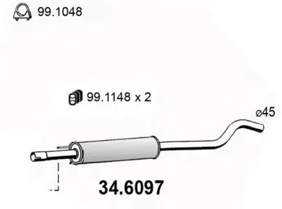 ASSO 346097 Глушитель средн. часть