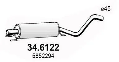 ASSO 346122 Глушитель, средняя часть