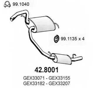 ASSO 428001 Средний конечный глушитель ОГ