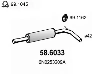 ASSO 586033 Резонатор vw Polo 1.0-1.6 94-01