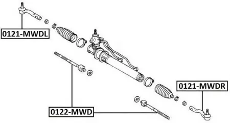 ASVA 0121MWDL Наконечник рулевой тяги , левый