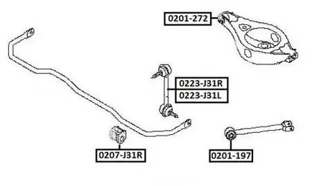 ASVA 0201272 Сайлентблок задней подвески Nissan Murano Z50 02-07