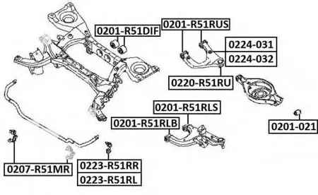 ASVA 0201R51RLS Рычаг подвески