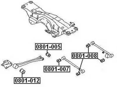 ASVA 0801012 Сайлентблок Тяга продол. Зад. подв. Subaru Forester (SG) 2.0-2.5 02> Impreza (GD) 1.5-2.5 00>