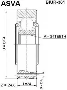 ASVA BIUR361 Шрус внутренний зад лев,прав.