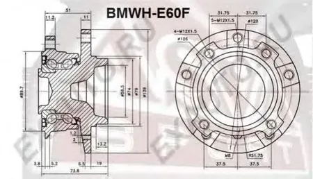 ASVA BMWHE60F Ступица передняя