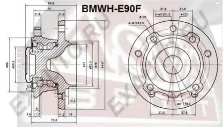 ASVA BMWHE90F Ступица передняя магнитное кольцо ABS