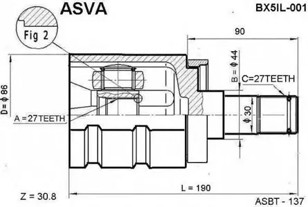 ASVA BX5IL001 Шрус внутренний (OEM-исполнение) перед лев
