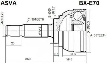 ASVA BXE70 Шрус BMW X5(E70) 07- наружн. 33x65x30