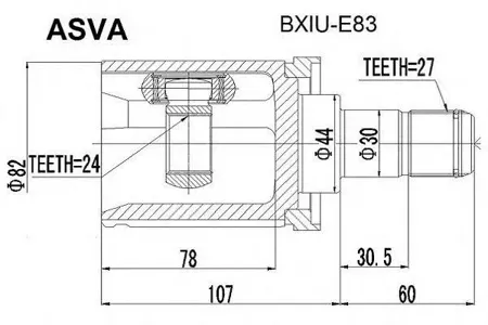 ASVA BXIUE83 Шрус внутренний (OEM-исполнение) перед лев