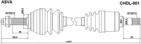 ASVA CHDL001 Привод левый 25x631x26