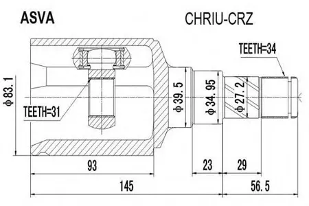 ASVA CHRIUCRZ Шрус Chevrolet Cruze (09-) 1.6i внутр.