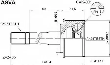 ASVA CVK001 Шрус наружный передний