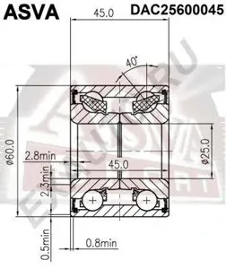 ASVA DAC25600045 Подшипник ступицы PSA C4 06-