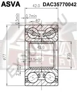 ASVA DAC35770042 Подшипник ступицы Toyota Lexus Crown Majesta GS -99-00