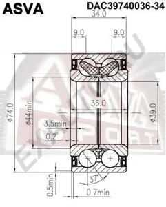 ASVA DAC3974003634 Подшипник ступицы Hyundai Kia Matrix 01-