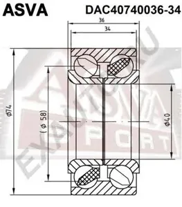 ASVA DAC4074003634 Подшипник передней ступицы (40x74x36x34)