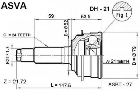 ASVA DH21 Шрус наружный перед