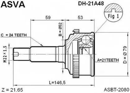 ASVA DH21A48 Шрус Daihatsu PYZAR наруж.