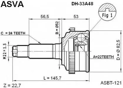 ASVA DH33A48 Шрус наружный перед