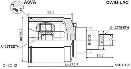 ASVA DWIULAC Шрус GM Lacetti Aveo