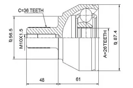ASVA FDF2 Шрус наружный 26x56.4x36