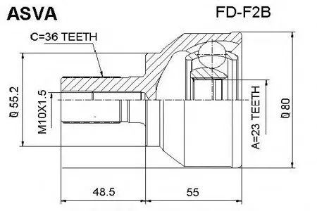 ASVA FDF2B Шрус Ford Focus II 05- наружн.