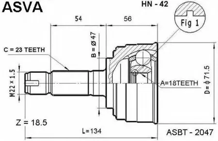 ASVA HN42 Шрус наружный передний