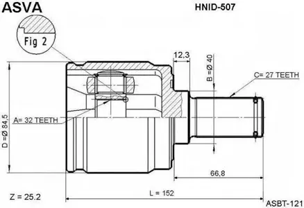 ASVA HNID507 Шрус внутренний 32x40x27
