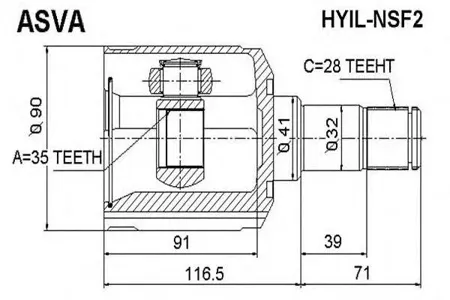 ASVA HYILNSF2 Шрус внутренний передний левый