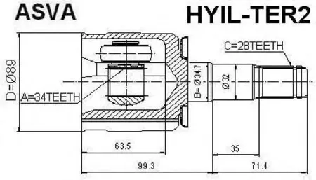 ASVA HYILTER Шрус внутренний левый 25x35x28