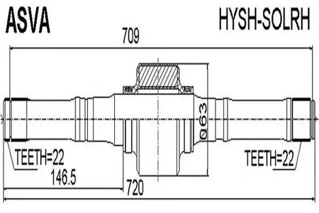 ASVA HYSHSOLRH Вал HYUNDAI/KIA SOLARIS 10- привода прав.22x724x22