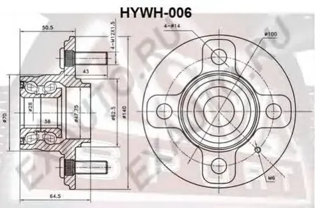 ASVA HYWH006 Ступица колеса | зад прав/лев |