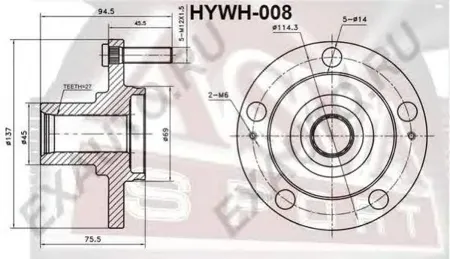 ASVA HYWH008 Ступица HYUNDAI/KIA SANTA FE 01- наружн.