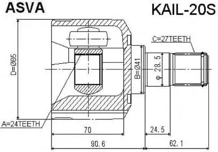 ASVA KAIL20S Шрус внутренний передний левый