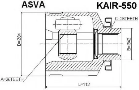 ASVA KAIR550 ШРУС внутренний | перед прав |