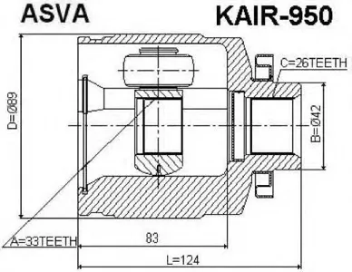 ASVA KAIR950 Шрус внутренний перед прав