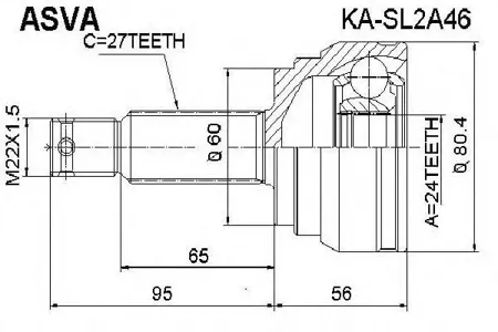 ASVA KASL2A46 ШРУС HYUNDAI/KIA SOUL 08- наружн. 24x60x27 1.6 4AT
