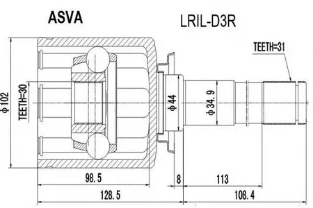 ASVA LRILD3R Шарнирный комплект, приводной вал